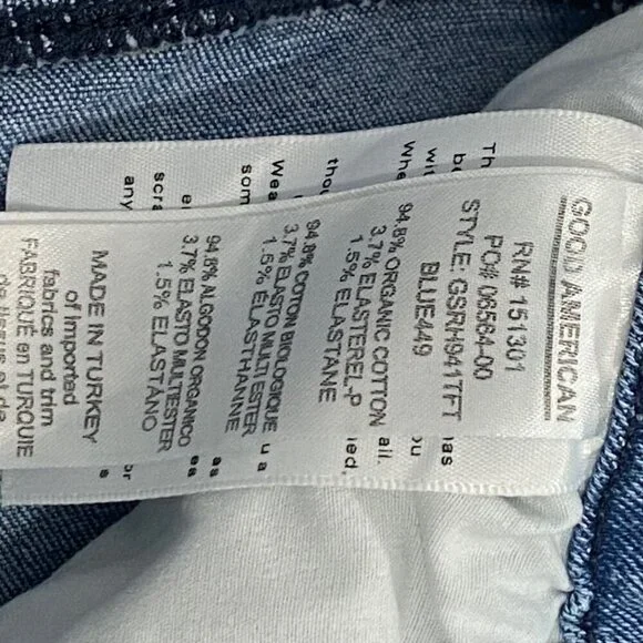 Good American Good Legs straight mid rise frayed hem & waist Sz 6 / 28 stretch - Picture 5 of 13